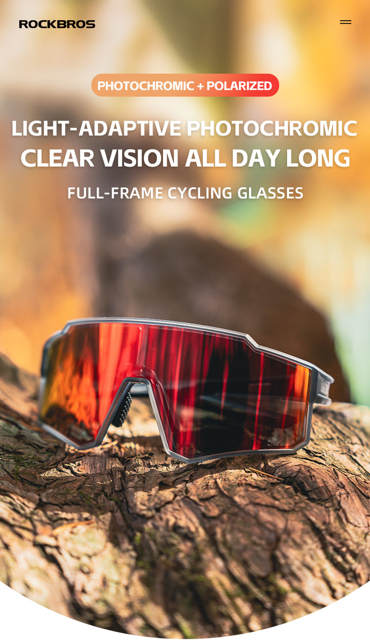 ROCKBROS Cycling Sunglasses Photochromic/Polarised Bicycle Riding Sports Glasses UV400