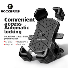 ROCKBROS Quick Release Motorcycle Phone Holder Shockproof 360° Adjustable MTB Phone Mount Anti-slip Road Bicycle Phone Bracket Bike Accessories