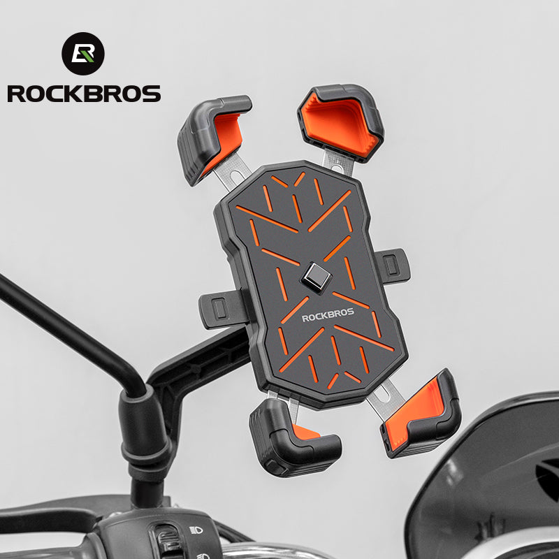 ROCKBROS Quick Release Motorcycle Phone Holder Shockproof 360° Adjustable MTB Phone Mount Anti-slip Road Bicycle Phone Bracket Bike Accessories