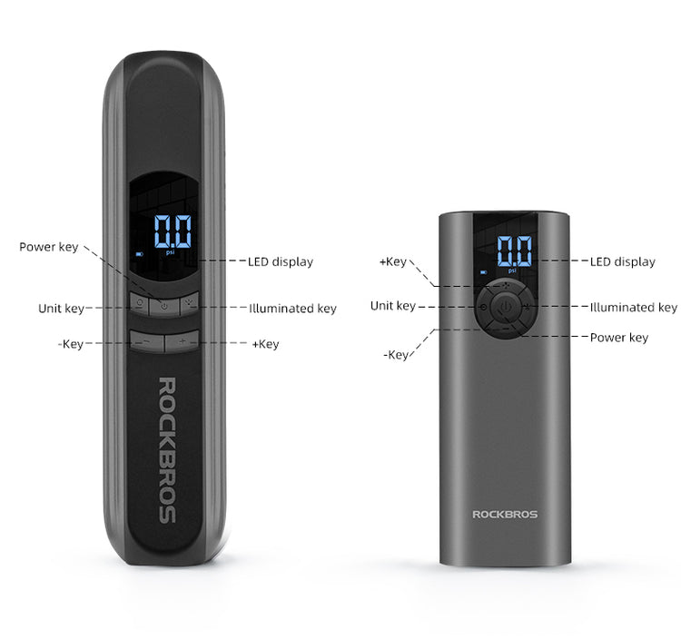 ROCKBROS Electric Bike Pump with Digital Display Schrader/Presta Valve