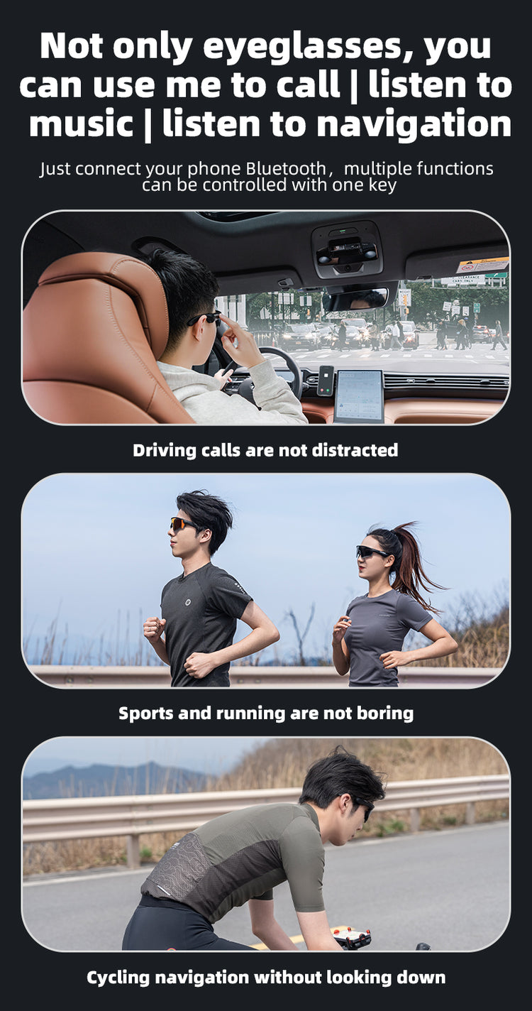 ROCKBROS Bluetooth Polarized Sunglasses Music Speaker Cycling Glasses Outdoor Sport
