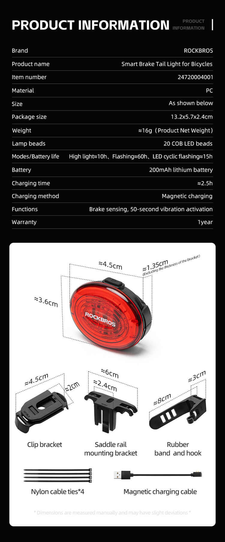 ROCKBROS Bike Saddle Mount Tail Light