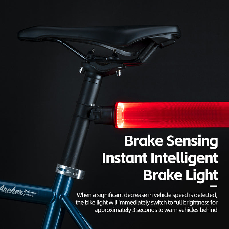 ROCKBROS Upgraded Smart Bicycle Brake Light USB-C Rechargeable IPX7 Waterproof Cycling Rear Light