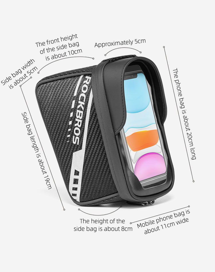 ROCKBROS Double Zipper Bike Front Frame Bag: Top Tube Handlebar Phone Holder
