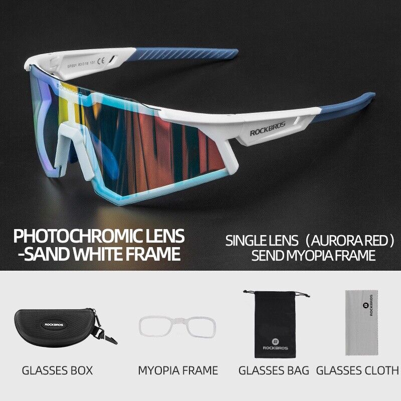 ROCKBROS Photochromic Goggle Cycling Sunglasses Sport Road Mountain Bike Glasses