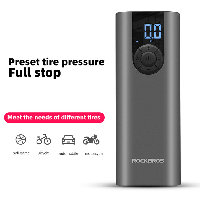 ROCKBROS Electric Bike Pump with Digital Display Schrader/Presta Valve