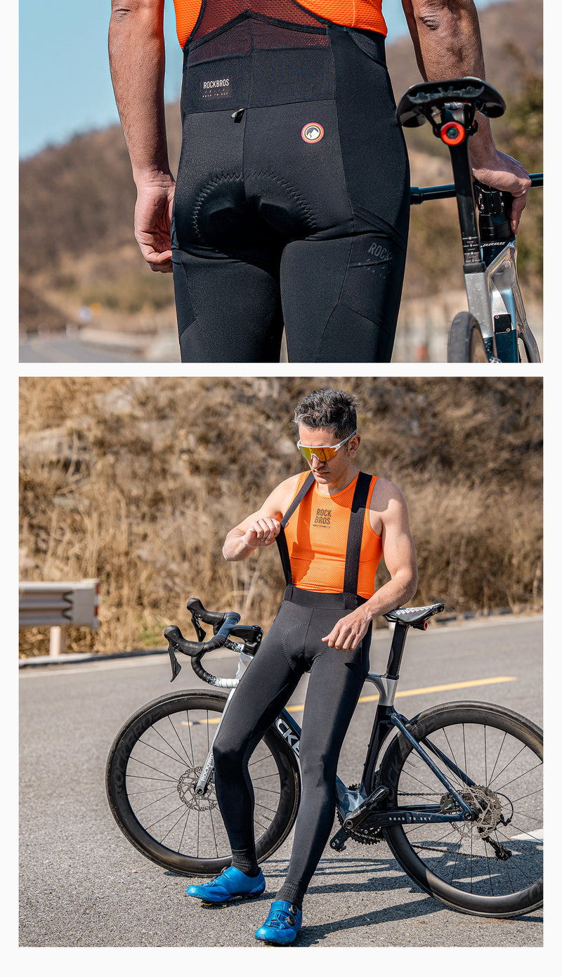 【ROAD TO SKY】by ROCKBROS Men's Cycling Bib Tights in Black