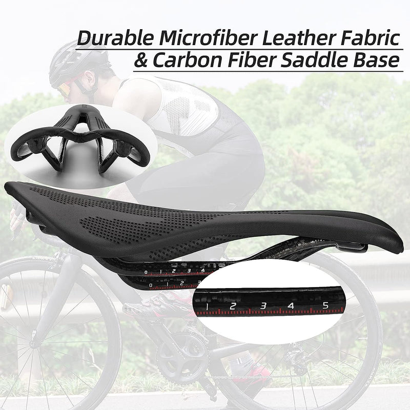 ROCKBROS Carbon Fiber Bike Saddle Bicycle Seat Cushion Lightweight Comfortable MTB Road Bicycle Accessories for Men Women Pneumatic Cycling Saddle Cushion Shock Absorbing