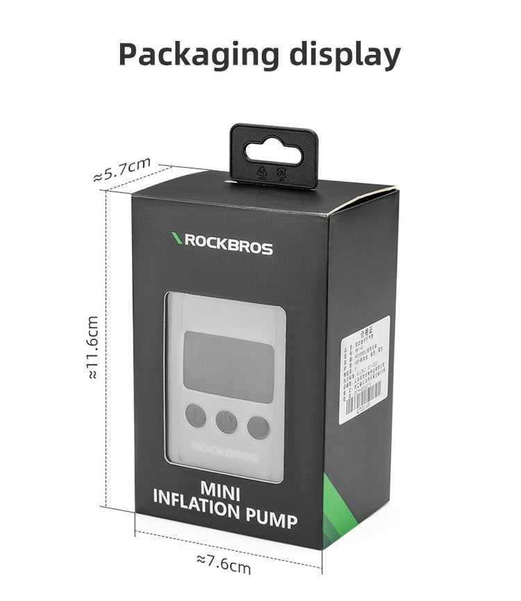 ROCKBROS Portable Electric Bicycle Bike Tire Ball Pump 150PSI LED Digital Gauge