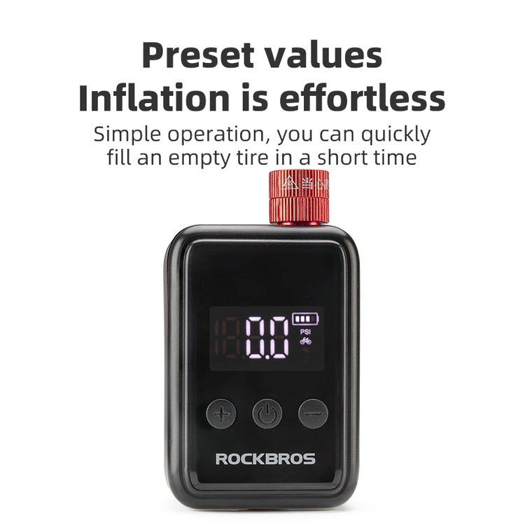 ROCKBROS Portable Electric Bicycle Bike Tire Ball Pump 150PSI LED Digital Gauge