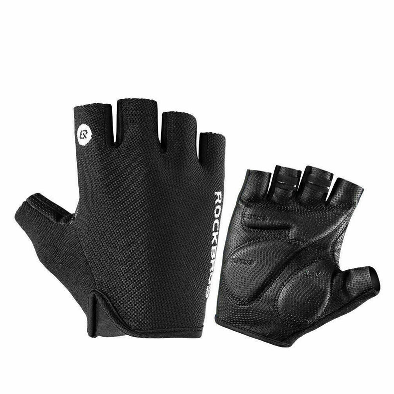 ROCKBROS Bicycle Cycling Gloves Fingerless Shockproof Breathable Leather Gloves
