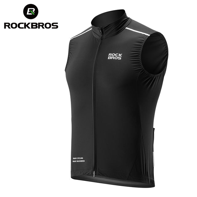 ROCKBROS Men's Cycling Vest Windproof Lightweight Breathable Sports Wear In Black
