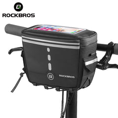 ROCKBROS Motorcycle Bike Handlebar Bag Bicycle Front Storage Bags Bike Phone Mount Pouch Bag with Removable Shoulder Strap for Road Mountain Commute Bike