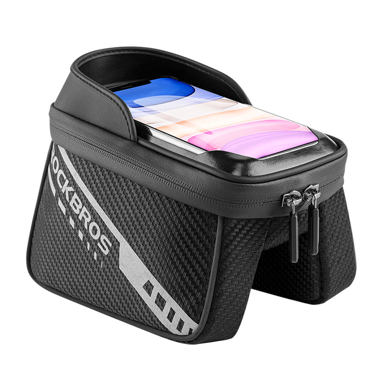 ROCKBROS Double Zipper Bike Front Frame Bag: Top Tube Handlebar Phone Holder