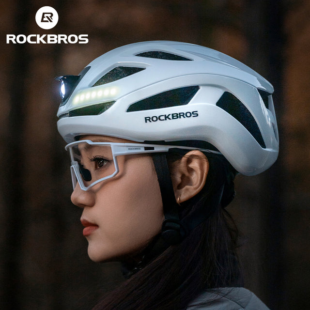 ROCKBROS Cycling Safety Helmet With Warning Lights USB-C Rechargeable