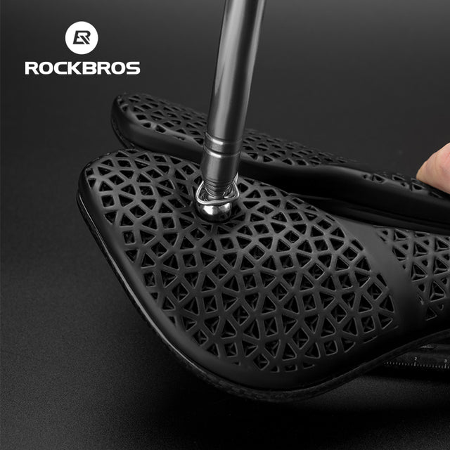 ROCKBROS 3D Printing Bicycle Saddle Lightweight Hollow Breathable Carbon Fiber Road Bike Saddle Comfortable Shockproof Cycling Saddle