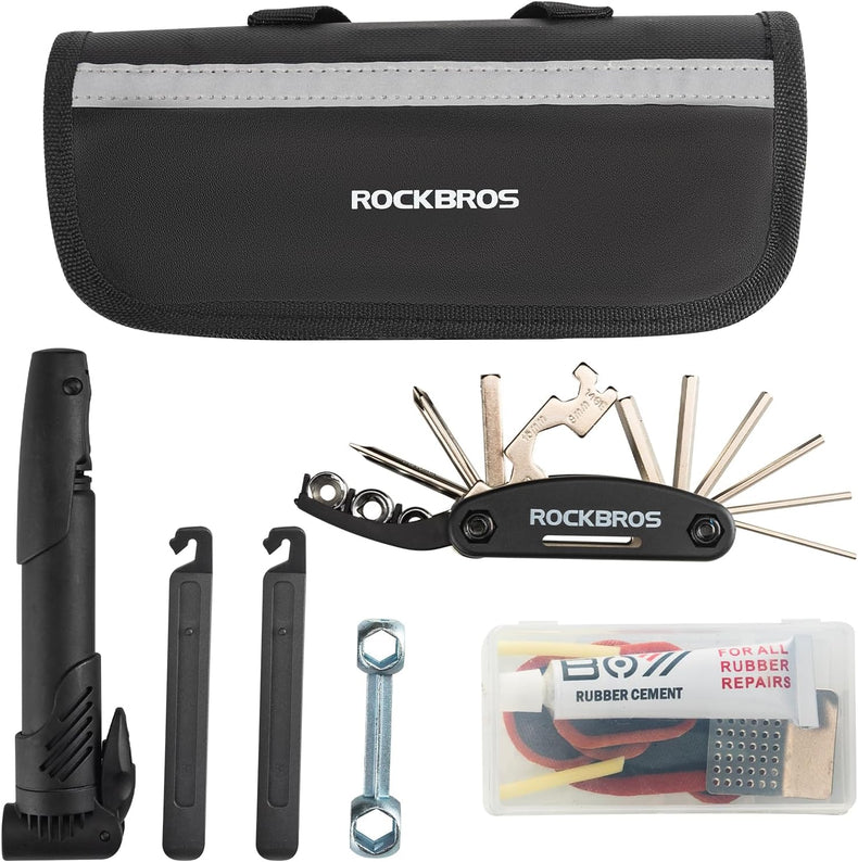 ROCKBROS Bicycle Bike Tire Repair Multi-Tool Kit With Frame Bag