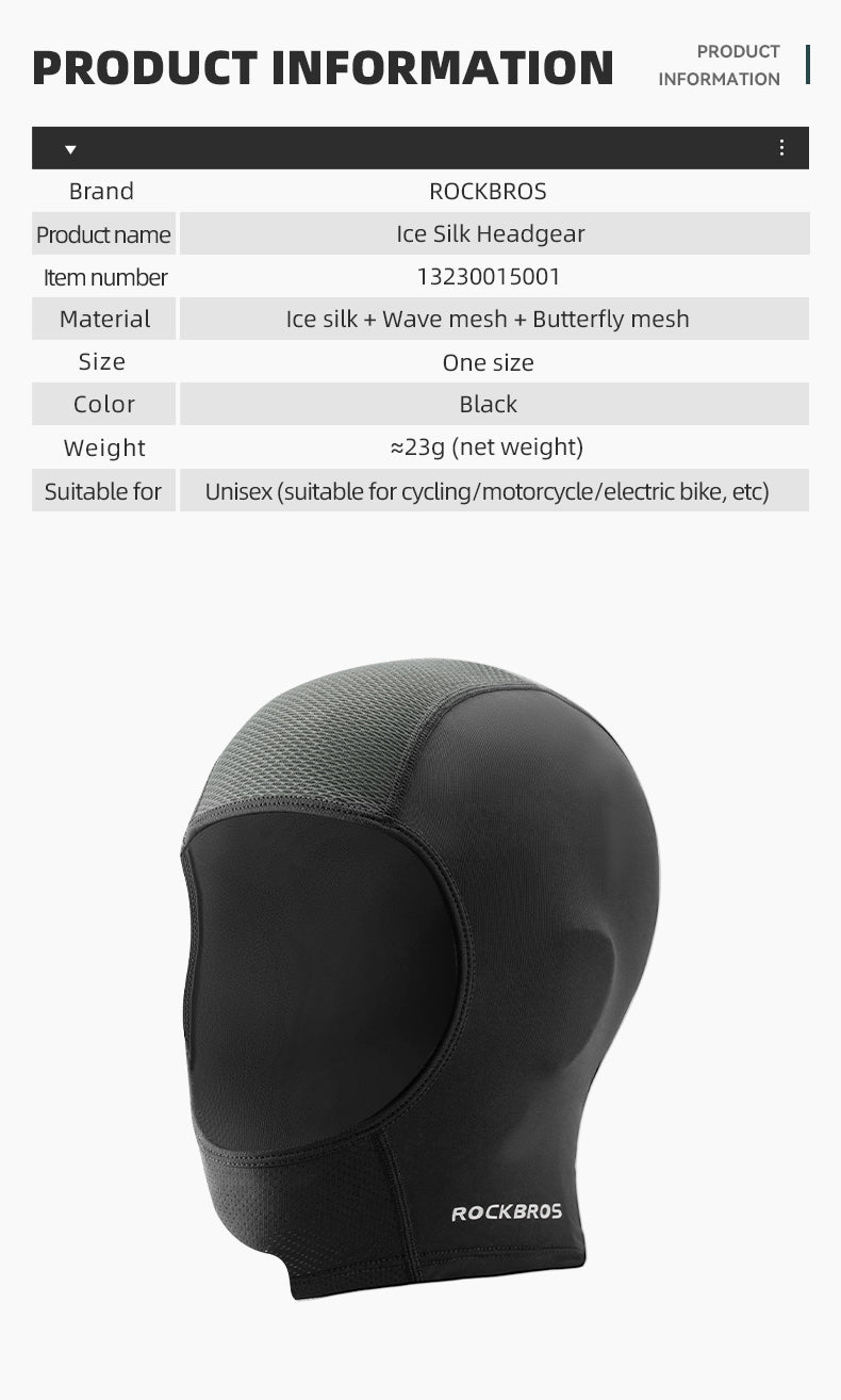 ROCKBROS Motorcycle Balaclava Bicycle Cycling Face Mask Ice Silk Breathable UV Protection Unisex