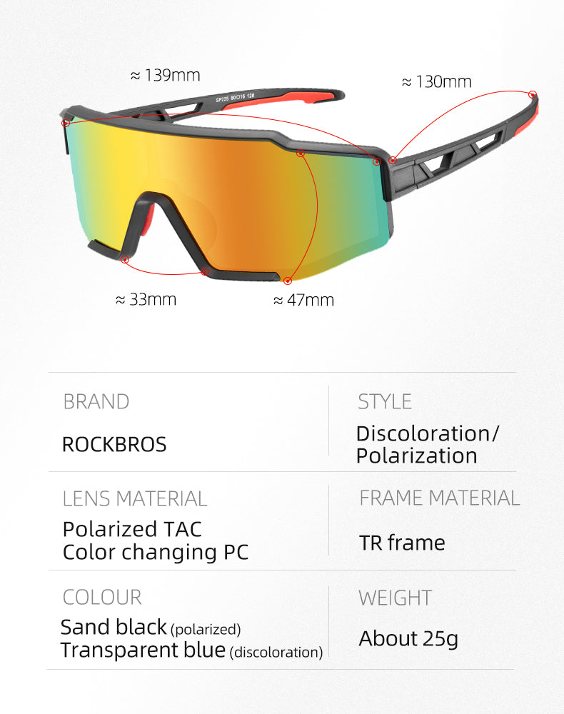 ROCKBROS-Blue Full Frame Photochromic Cycling Sunglasses