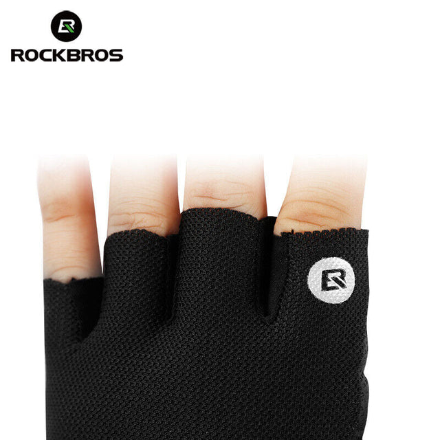 ROCKBROS Bicycle Cycling Gloves Fingerless Shockproof Breathable Leather Gloves