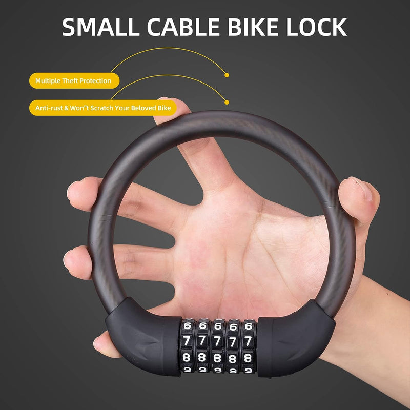 ROCKBROS Bike Lock 5 Digit Combination Bike Cable Lock Lightweight & Small Mountain Bike Lock