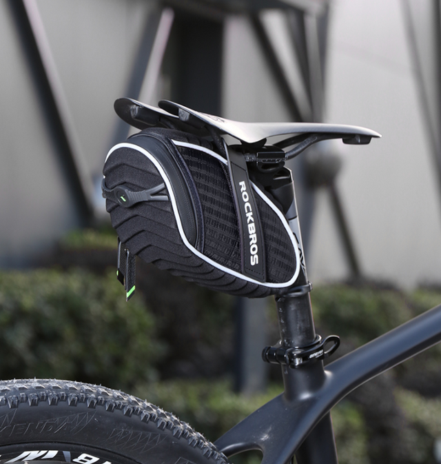 RockBros Waterproof Cycling Saddle Bag Bike Rear Seat Bags Zipper Bicycle Black