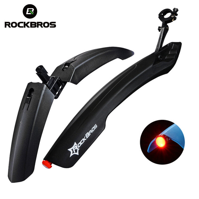 ROCKBROS MTB Bicycle Fender Front Rear Fender With LED Rear Light Bike Wings Mudguard Cycling Mountain
