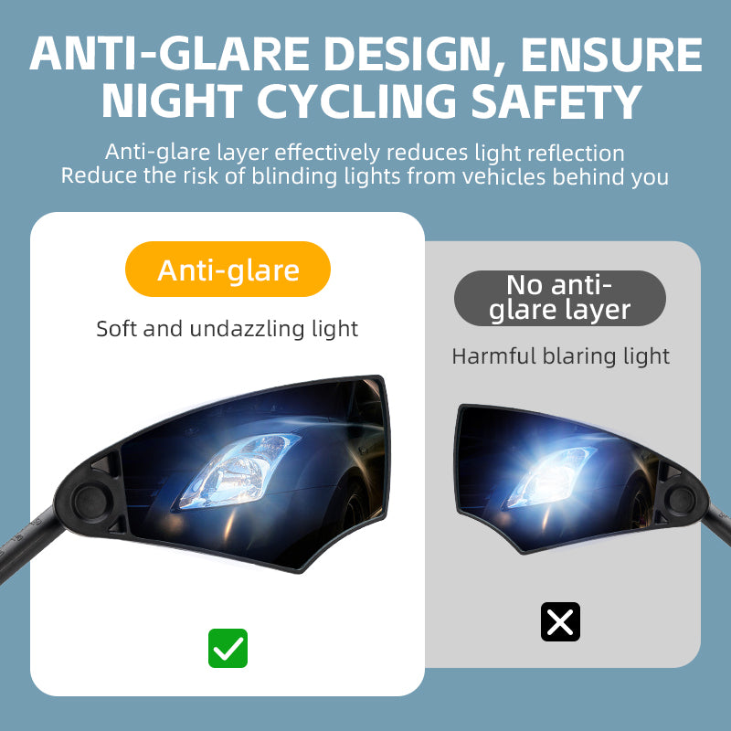 ROCKBROS Bike Mirror Adjustable Safe Rear View Mirror Anti-glare Lens Scratch Resistant Glass Lens 360 Degree Flat Rotation Bike Accessories Suitable For 21-24mm Handlebar