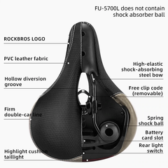 ROCKBROS Bicycle Saddle Seat Cushion with Taillight Breathable Softlou