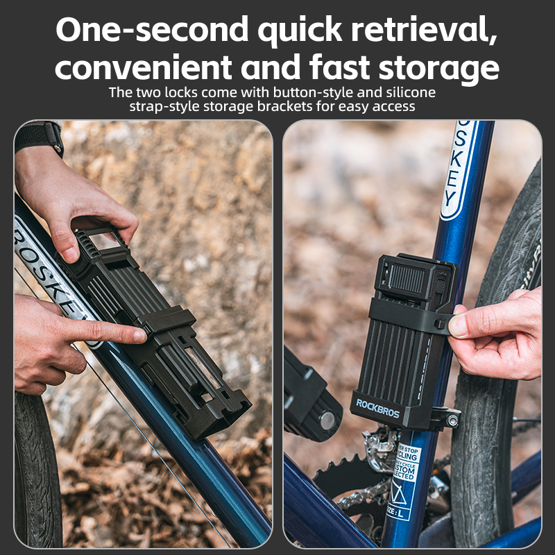 ROCKBROS MTB Road Bike Lock Key Folding Lock E-Bike Motorcycle Steel L