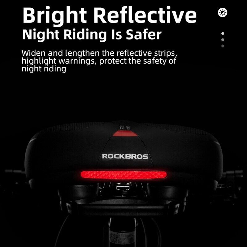 ROCKBROS Bicycle Saddle Shockproof Leather Cushion Reflective Cycling Bike Seat With Handle