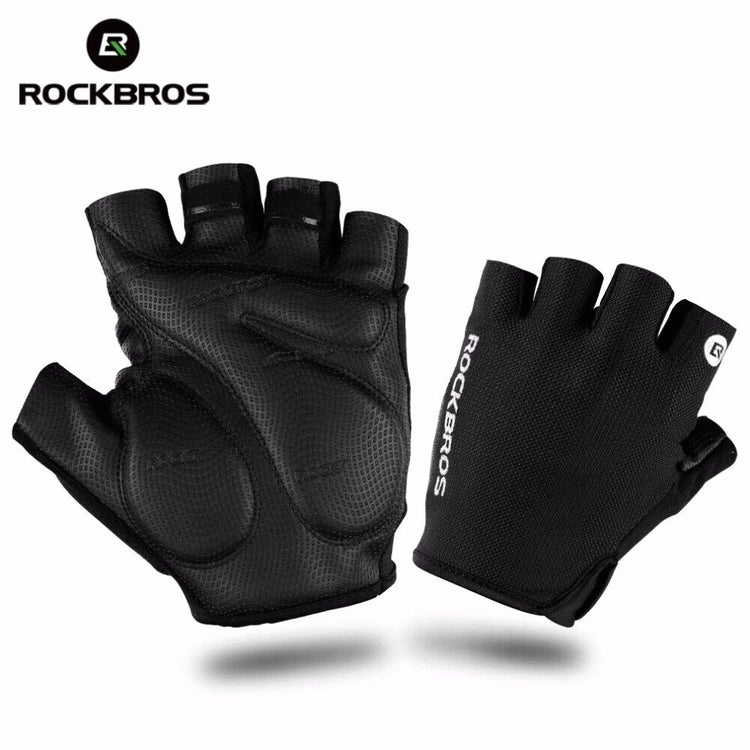 ROCKBROS Bicycle Cycling Gloves Fingerless Shockproof Breathable Leather Gloves
