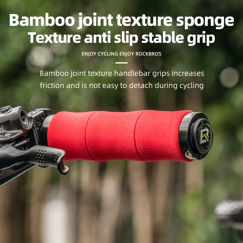 ROCKBROS Bike Grips Shock Absorption Foam Bike Handle Grips Soft Comfortable Non-Slip Double Locked on