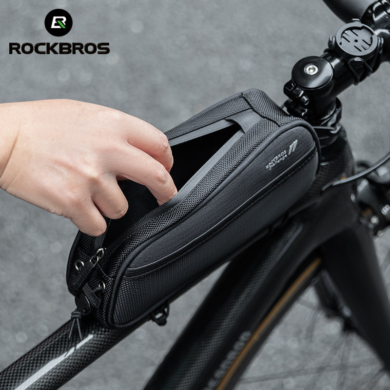 ROCKBROS Bicycle Top Tube Bag 1.3L Mountain Road Bike Frame Bag Reflective