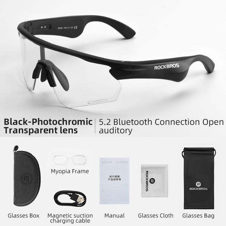 ROCKBROS Bluetooth Polarized Sunglasses Music Speaker Cycling Glasses Outdoor Sport