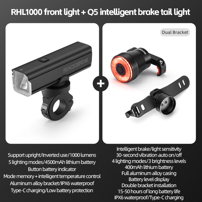 ROCKROS RHL1000 Lumens Headlight & Smart Taillight Set – ROCKBROS