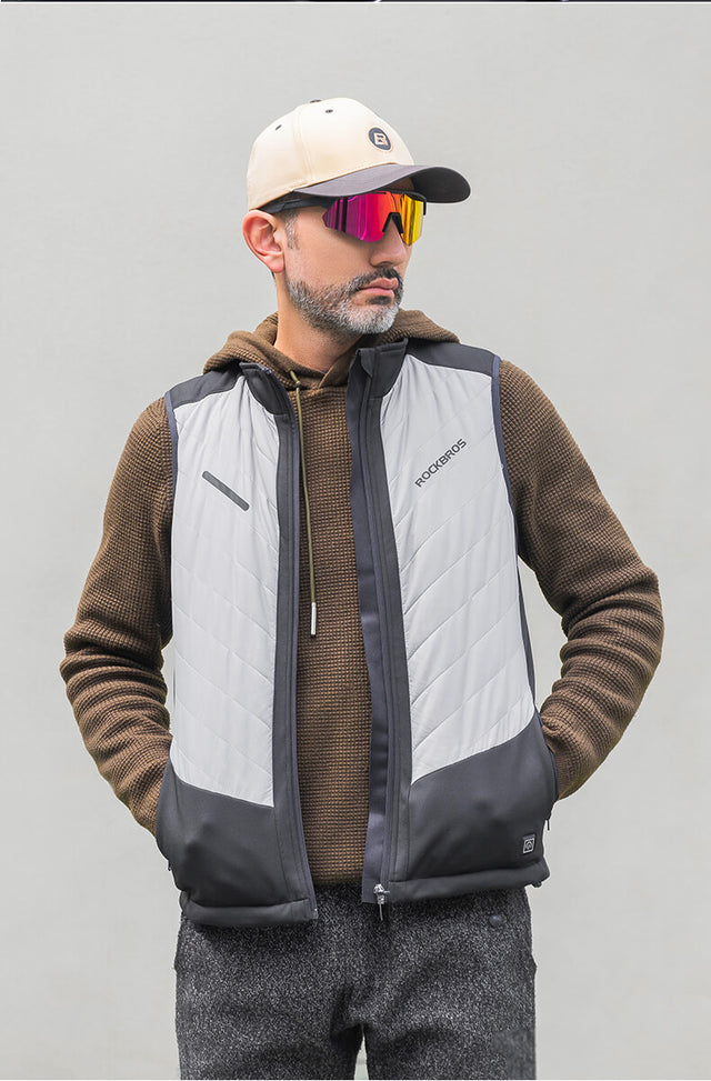 ROCKBROS Heated Vest featuring fast heating technology with 5 heating zones, designed for unisex wear.