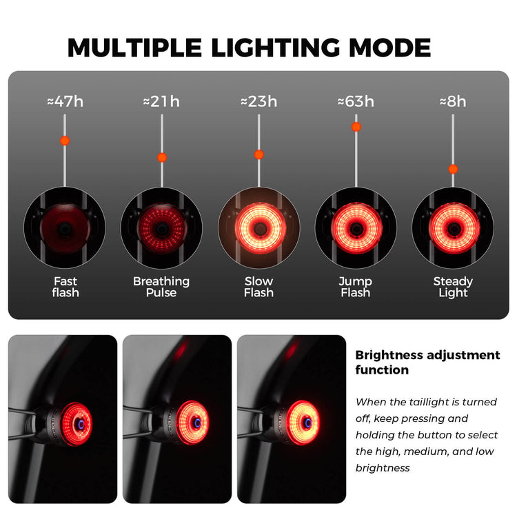 ROCKBROS R0 Smart Brake-Sensing Waterproof Tail Handle Plug Light with Auto Sync, designed for enhanced safety and visibility during cycling.
