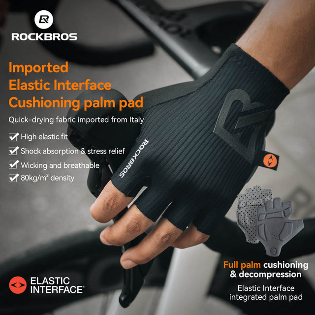 ROCKBROS Gel-Padded Half-Finger Cycling Gloves with Elastic Interface