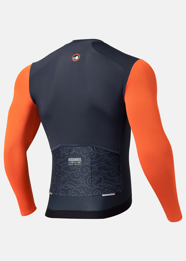 ROCKBROS ROAD TO SKY Men's Long-Sleeve Cycling Jersey Color Blue-Orange