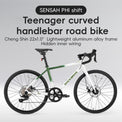 all-groups ROCKBROS TEEN-W22H Road Bike For Kids Teens Shimano 10 Speed Curved Handlebar Aluminum Alloy