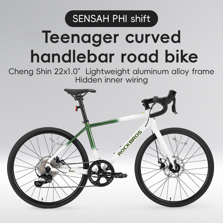 all-groups ROCKBROS TEEN-W22H Road Bike For Kids Teens Shimano 10 Speed Curved Handlebar Aluminum Alloy