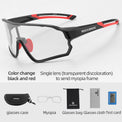 Rockbros Photochromic Full Frame Cycling Sunglasses Color Black Red