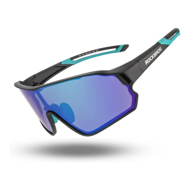 Rockbros Polarised Full Lens Sunglasses Cycling Bicycle Glasses Outdoor Sports Eyewear UV400 #Color_Black Green