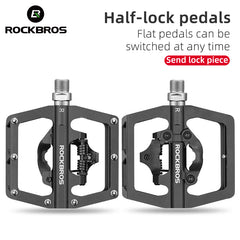 ROCKBROS Multi-Function Clipless Flat Bike Pedals in Black (Pair)