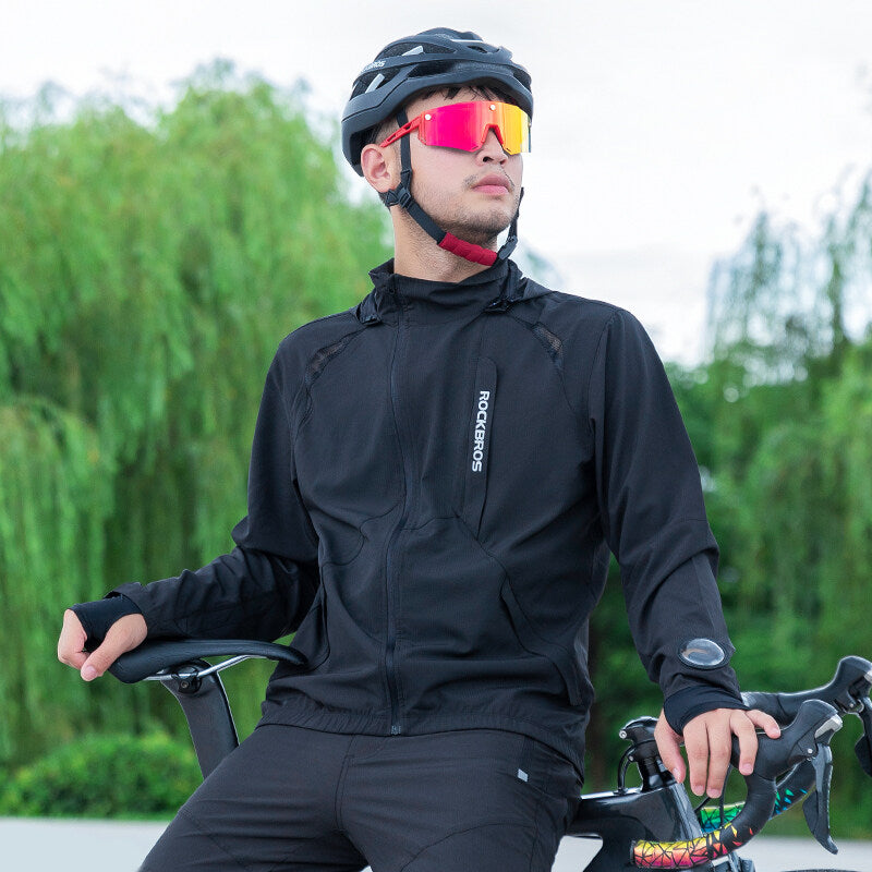 ROCKBROS Men's Cycling Jacket Windproof Running Jacket Pants Quick-Dry Outdoor Sports MTB Road Bike Jacket Pants Lightweight Breathable