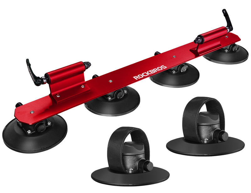 ROCKBROS Suction Cup Car Roof Rack for 2 Bikes - Red