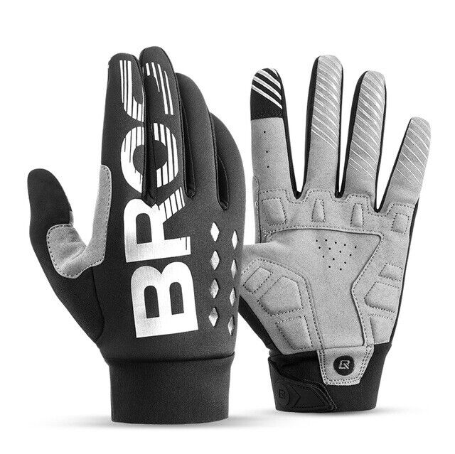 RockBros Full Finger Cycling Gloves – Touch Screen, MTB/Bike, Black/Grey, Unisex