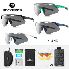 ROCKBROS Cycling Polarized Sunglasses 4 Lenses Replaceable Shades for Men Women Night Vision Lightweight Eyeglasses with Myopia Frame Bike Parts and Accessories