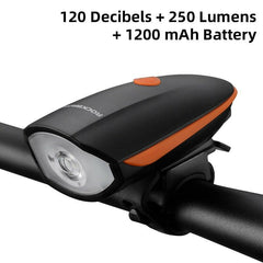 ROCKBROS Ultralight Front Bike Light with Electric Bell 7588-BL/OR/R/GR